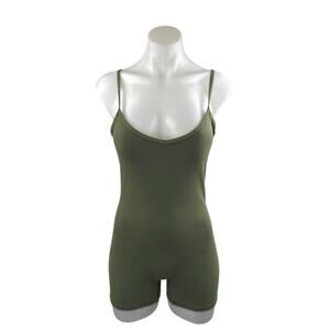 WeWoreWhat Women's Green Sleeveless Cami Camisole One Piece Workout Romper Sz M